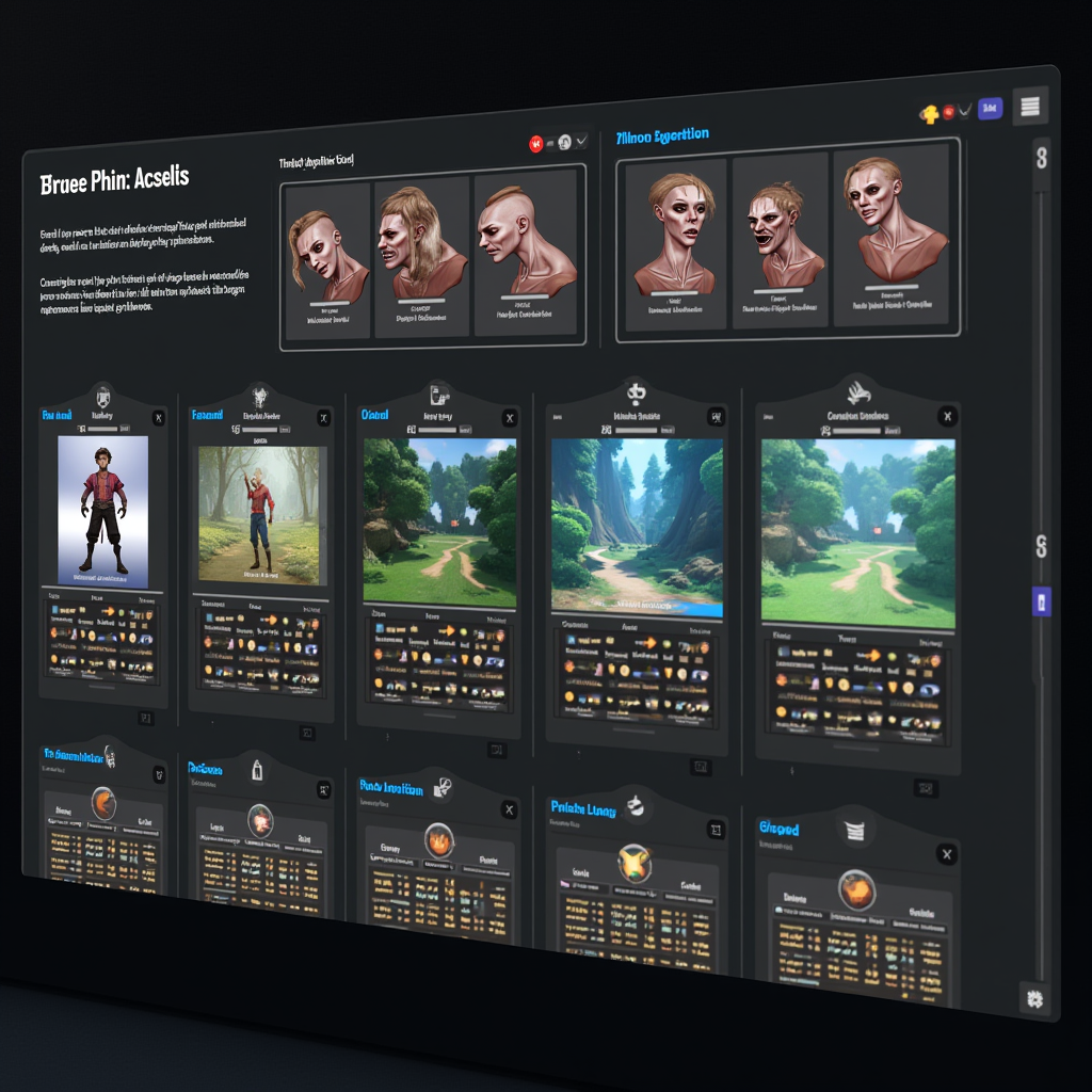 Unity AI asset generation interface showing text-to-3D model creation, texture synthesis tools, animation generation from descriptions, procedural environment creation, and style-consistent asset variations with preview panels displaying fantasy game characters, environments, and UI elements