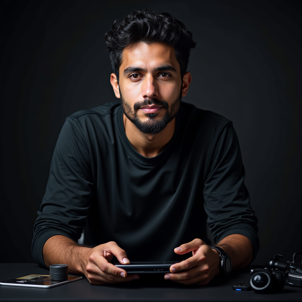 Thiago Santos, Technical Editor, professional portrait of gaming technology specialist with mobile devices and gaming hardware